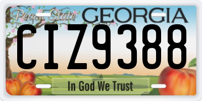 GA license plate CIZ9388