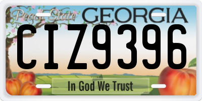 GA license plate CIZ9396