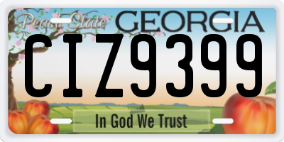 GA license plate CIZ9399
