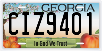 GA license plate CIZ9401