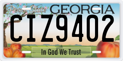 GA license plate CIZ9402
