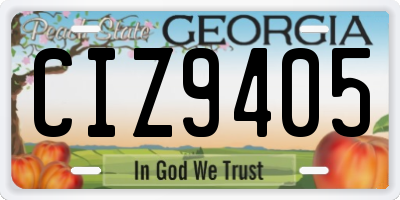 GA license plate CIZ9405