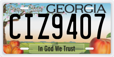 GA license plate CIZ9407