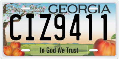 GA license plate CIZ9411
