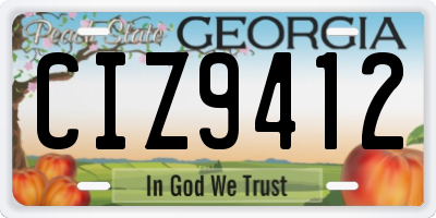 GA license plate CIZ9412