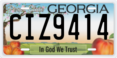 GA license plate CIZ9414