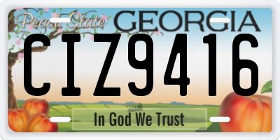 GA license plate CIZ9416
