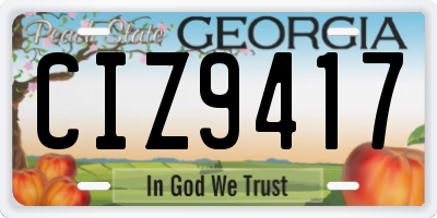 GA license plate CIZ9417