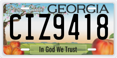 GA license plate CIZ9418