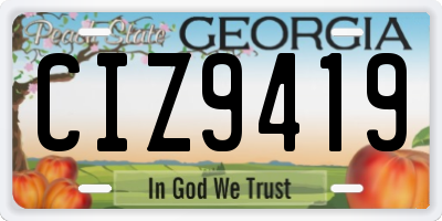 GA license plate CIZ9419