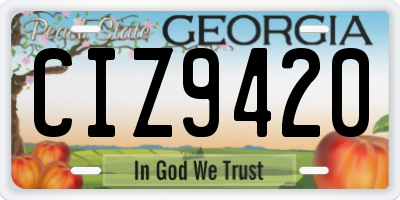 GA license plate CIZ9420