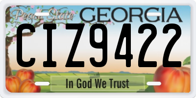 GA license plate CIZ9422