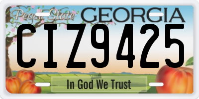 GA license plate CIZ9425