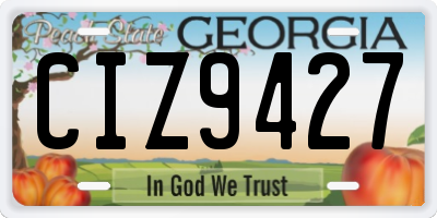 GA license plate CIZ9427