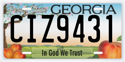 GA license plate CIZ9431