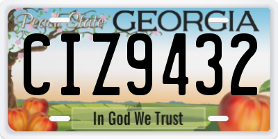 GA license plate CIZ9432