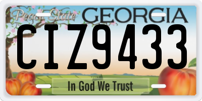GA license plate CIZ9433