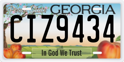 GA license plate CIZ9434