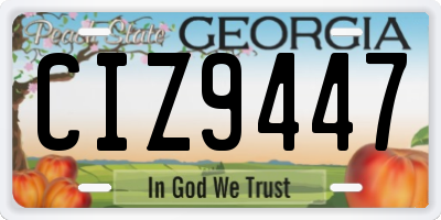 GA license plate CIZ9447