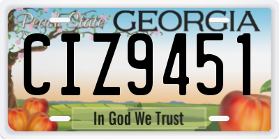 GA license plate CIZ9451
