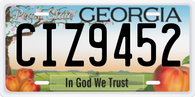 GA license plate CIZ9452