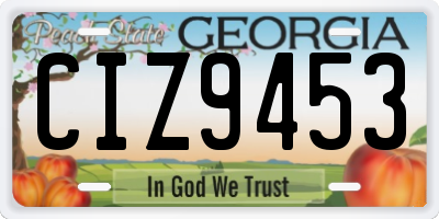GA license plate CIZ9453