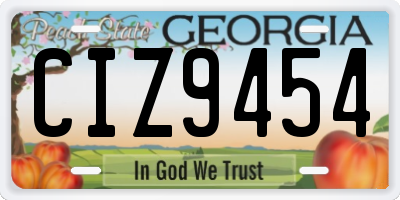 GA license plate CIZ9454