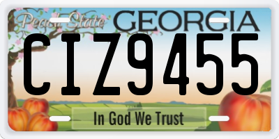 GA license plate CIZ9455