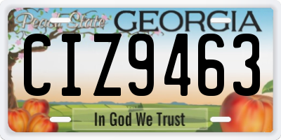 GA license plate CIZ9463