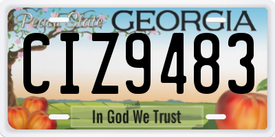 GA license plate CIZ9483