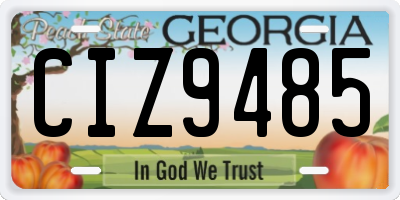 GA license plate CIZ9485