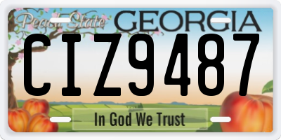 GA license plate CIZ9487