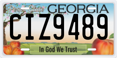 GA license plate CIZ9489