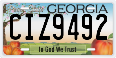 GA license plate CIZ9492