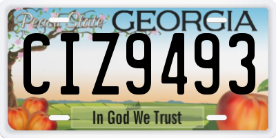 GA license plate CIZ9493