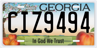 GA license plate CIZ9494