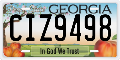 GA license plate CIZ9498