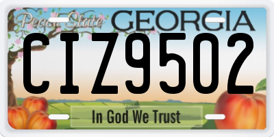 GA license plate CIZ9502