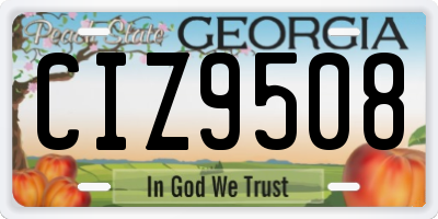 GA license plate CIZ9508