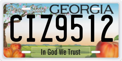 GA license plate CIZ9512