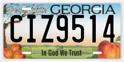 GA license plate CIZ9514