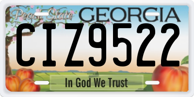 GA license plate CIZ9522