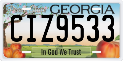 GA license plate CIZ9533