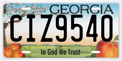 GA license plate CIZ9540