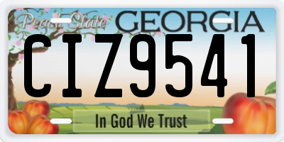 GA license plate CIZ9541