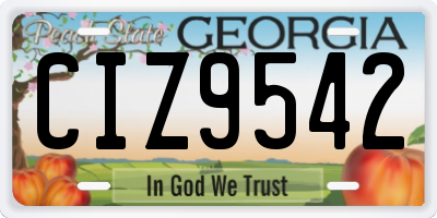 GA license plate CIZ9542