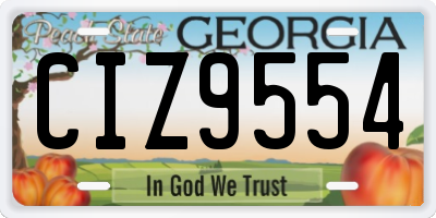GA license plate CIZ9554