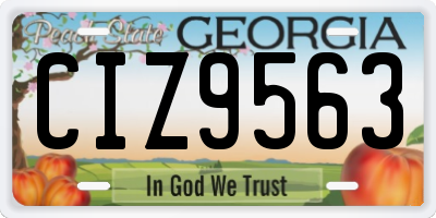 GA license plate CIZ9563