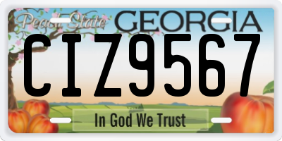 GA license plate CIZ9567