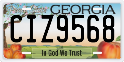 GA license plate CIZ9568